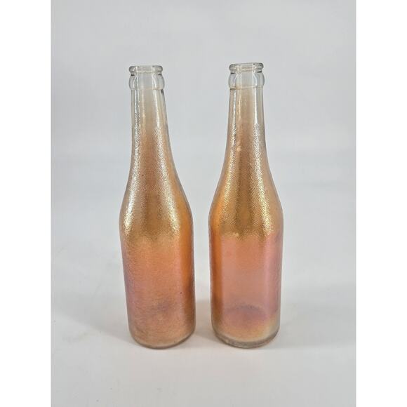 2 Vintage 1930s Marigold Carnival Glass Canada Dry Iridescent Bottles - Picture 13 of 14